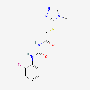 molecular formula C12H12FN5O2S B7604082 N-[(2-fluorophenyl)carbamoyl]-2-[(4-methyl-1,2,4-triazol-3-yl)sulfanyl]acetamide 
