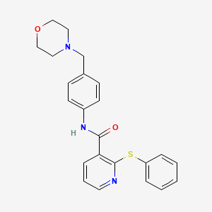 molecular formula C23H23N3O2S B7604494 N-[4-(morpholin-4-ylmethyl)phenyl]-2-phenylsulfanylpyridine-3-carboxamide 