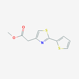 molecular formula C10H9NO2S2 B7604520 Methyl 2-(2-thiophen-2-yl-1,3-thiazol-4-yl)acetate 