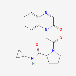 molecular formula C18H20N4O3 B7604853 N-cyclopropyl-1-[2-(2-oxoquinoxalin-1-yl)acetyl]pyrrolidine-2-carboxamide 