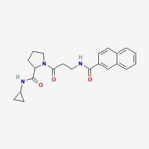 molecular formula C22H25N3O3 B7604923 N-cyclopropyl-1-[3-(naphthalene-2-carbonylamino)propanoyl]pyrrolidine-2-carboxamide 