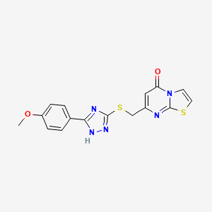 molecular formula C16H13N5O2S2 B7604996 7-({[5-(4-methoxyphenyl)-4H-1,2,4-triazol-3-yl]thio}methyl)-5H-[1,3]thiazolo[3,2-a]pyrimidin-5-one 