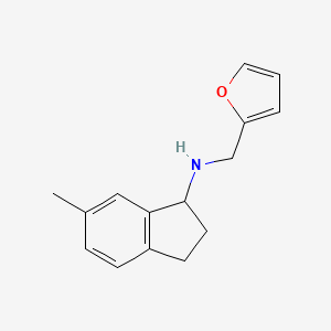 molecular formula C15H17NO B7605077 N-(furan-2-ylmethyl)-6-methyl-2,3-dihydro-1H-inden-1-amine 