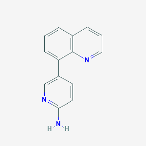 molecular formula C14H11N3 B7605571 5-Quinolin-8-ylpyridin-2-amine 