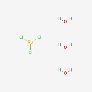 molecular formula Cl3H6O3Ru B076067 Ruthenium(III) chloride trihydrate CAS No. 13815-94-6