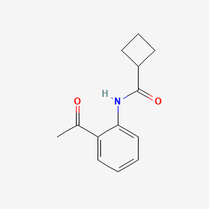 molecular formula C13H15NO2 B7606717 N-(2-acetylphenyl)cyclobutanecarboxamide 
