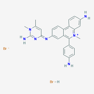 molecular formula C26H27Br2N7 B076068 3-Amino-8-((2-amino-1,6-dimethylpyrimidin-4(1H)-ylidene)amino)-6-(4-aminophenyl)-5-methylphenanthridin-5-iumbromidehydrobromide CAS No. 14222-46-9