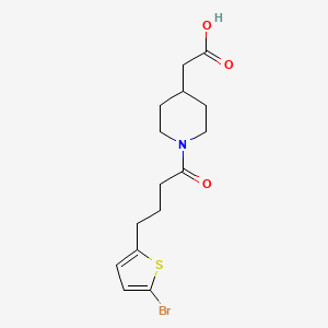 molecular formula C15H20BrNO3S B7606981 2-[1-[4-(5-Bromothiophen-2-yl)butanoyl]piperidin-4-yl]acetic acid 