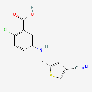 molecular formula C13H9ClN2O2S B7607007 2-Chloro-5-[(4-cyanothiophen-2-yl)methylamino]benzoic acid 