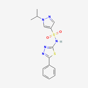 molecular formula C14H15N5O2S2 B7607421 N-(5-phenyl-1,3,4-thiadiazol-2-yl)-1-propan-2-ylpyrazole-4-sulfonamide 