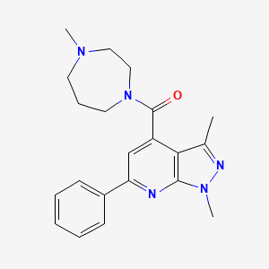 molecular formula C21H25N5O B7607528 (1,3-dimethyl-6-phenyl-1H-pyrazolo[3,4-b]pyridin-4-yl)(4-methyl-1,4-diazepan-1-yl)methanone 