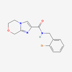 molecular formula C14H14BrN3O2 B7607749 N-[(2-bromophenyl)methyl]-6,8-dihydro-5H-imidazo[2,1-c][1,4]oxazine-2-carboxamide 