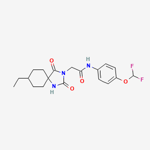 molecular formula C19H23F2N3O4 B7607812 N-[4-(difluoromethoxy)phenyl]-2-(8-ethyl-2,4-dioxo-1,3-diazaspiro[4.5]decan-3-yl)acetamide 