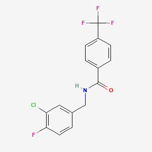 molecular formula C15H10ClF4NO B7607915 N-(3-chloro-4-fluorobenzyl)-4-(trifluoromethyl)benzamide 