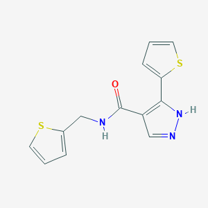 molecular formula C13H11N3OS2 B7607970 5-(thiophen-2-yl)-N-(thiophen-2-ylmethyl)-1H-pyrazole-4-carboxamide 