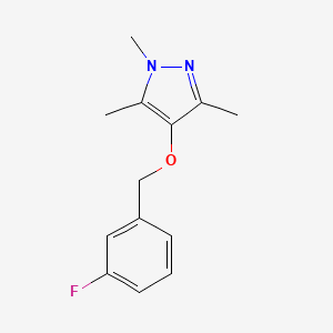 molecular formula C13H15FN2O B7607994 4-[(3-Fluorophenyl)methoxy]-1,3,5-trimethylpyrazole 