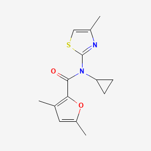 molecular formula C14H16N2O2S B7608041 N-cyclopropyl-3,5-dimethyl-N-(4-methyl-1,3-thiazol-2-yl)furan-2-carboxamide 