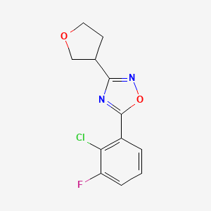 molecular formula C12H10ClFN2O2 B7608064 5-(2-Chloro-3-fluorophenyl)-3-(oxolan-3-yl)-1,2,4-oxadiazole 