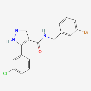 molecular formula C17H13BrClN3O B7608146 N-(3-bromobenzyl)-5-(3-chlorophenyl)-1H-pyrazole-4-carboxamide 