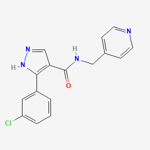 molecular formula C16H13ClN4O B7608156 5-(3-chlorophenyl)-N-(pyridin-4-ylmethyl)-1H-pyrazole-4-carboxamide 