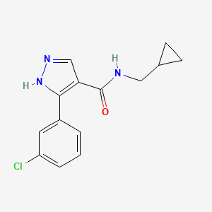 molecular formula C14H14ClN3O B7608157 5-(3-chlorophenyl)-N-(cyclopropylmethyl)-1H-pyrazole-4-carboxamide 