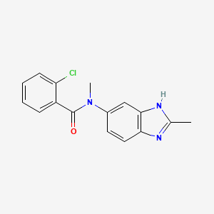 molecular formula C16H14ClN3O B7608159 2-chloro-N-methyl-N-(2-methyl-3H-benzimidazol-5-yl)benzamide 
