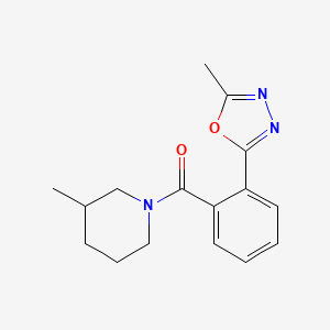molecular formula C16H19N3O2 B7608192 [2-(5-Methyl-1,3,4-oxadiazol-2-yl)phenyl]-(3-methylpiperidin-1-yl)methanone 