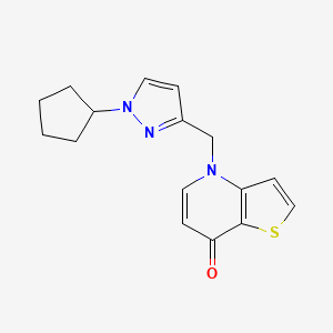 molecular formula C16H17N3OS B7608251 4-[(1-Cyclopentylpyrazol-3-yl)methyl]thieno[3,2-b]pyridin-7-one 