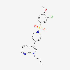 molecular formula C22H24ClN3O3S B7608293 3-{1-[(3-chloro-4-methoxyphenyl)sulfonyl]-1,2,3,6-tetrahydropyridin-4-yl}-1-propyl-1H-pyrrolo[2,3-b]pyridine 