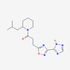 molecular formula C16H24N6O2 B7608355 1-[2-(2-methylpropyl)piperidin-1-yl]-3-[3-(1H-1,2,4-triazol-5-yl)-1,2,4-oxadiazol-5-yl]propan-1-one 