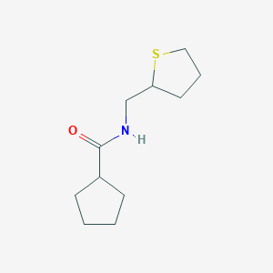 molecular formula C11H19NOS B7608440 N-(thiolan-2-ylmethyl)cyclopentanecarboxamide 