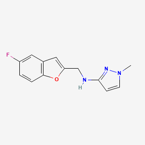 molecular formula C13H12FN3O B7608656 N-[(5-fluoro-1-benzofuran-2-yl)methyl]-1-methylpyrazol-3-amine 