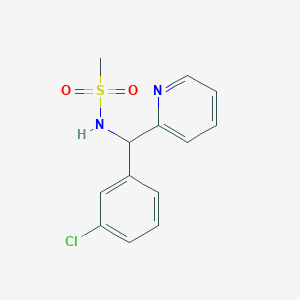molecular formula C13H13ClN2O2S B7608693 N-[(3-chlorophenyl)-pyridin-2-ylmethyl]methanesulfonamide 