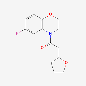 molecular formula C14H16FNO3 B7608902 1-(6-Fluoro-2,3-dihydro-1,4-benzoxazin-4-yl)-2-(oxolan-2-yl)ethanone 