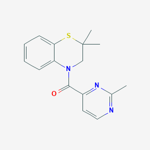 molecular formula C16H17N3OS B7608975 (2,2-dimethyl-3H-1,4-benzothiazin-4-yl)-(2-methylpyrimidin-4-yl)methanone 