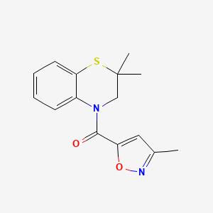molecular formula C15H16N2O2S B7609003 (2,2-dimethyl-3H-1,4-benzothiazin-4-yl)-(3-methyl-1,2-oxazol-5-yl)methanone 
