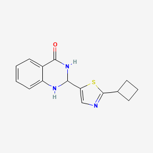 molecular formula C15H15N3OS B7609011 2-(2-cyclobutyl-1,3-thiazol-5-yl)-2,3-dihydro-1H-quinazolin-4-one 