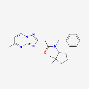 molecular formula C23H29N5O B7609030 N-benzyl-N-(2,2-dimethylcyclopentyl)-2-(5,7-dimethyl-[1,2,4]triazolo[1,5-a]pyrimidin-2-yl)acetamide 