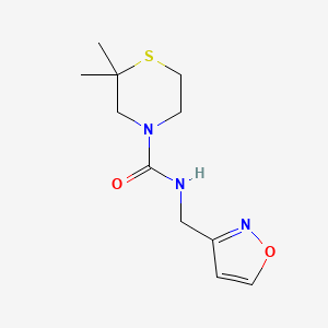 molecular formula C11H17N3O2S B7609167 2,2-dimethyl-N-(1,2-oxazol-3-ylmethyl)thiomorpholine-4-carboxamide 