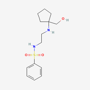 molecular formula C14H22N2O3S B7609375 N-[2-[[1-(hydroxymethyl)cyclopentyl]amino]ethyl]benzenesulfonamide 