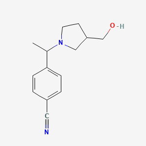 molecular formula C14H18N2O B7609898 4-[1-[3-(Hydroxymethyl)pyrrolidin-1-yl]ethyl]benzonitrile 