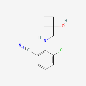 molecular formula C12H13ClN2O B7610003 3-Chloro-2-[(1-hydroxycyclobutyl)methylamino]benzonitrile 