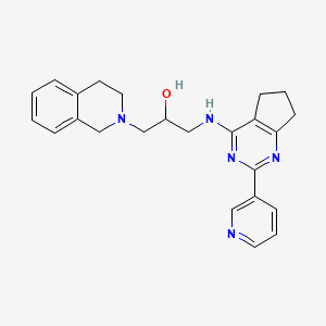 molecular formula C24H27N5O B7610055 1-(3,4-dihydro-1H-isoquinolin-2-yl)-3-[(2-pyridin-3-yl-6,7-dihydro-5H-cyclopenta[d]pyrimidin-4-yl)amino]propan-2-ol 