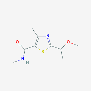 molecular formula C9H14N2O2S B7610377 2-(1-methoxyethyl)-N,4-dimethyl-1,3-thiazole-5-carboxamide 