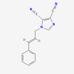 molecular formula C14H10N4 B7610524 1-[(E)-3-phenylprop-2-enyl]imidazole-4,5-dicarbonitrile 