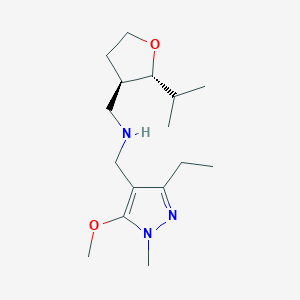 molecular formula C16H29N3O2 B7610526 N-[(3-ethyl-5-methoxy-1-methylpyrazol-4-yl)methyl]-1-[(2R,3R)-2-propan-2-yloxolan-3-yl]methanamine 