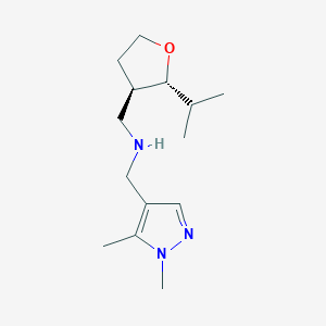 molecular formula C14H25N3O B7610536 N-[(1,5-dimethylpyrazol-4-yl)methyl]-1-[(2R,3R)-2-propan-2-yloxolan-3-yl]methanamine 