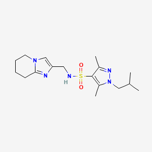 molecular formula C17H27N5O2S B7610538 3,5-dimethyl-1-(2-methylpropyl)-N-(5,6,7,8-tetrahydroimidazo[1,2-a]pyridin-2-ylmethyl)pyrazole-4-sulfonamide 