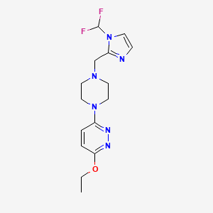 molecular formula C15H20F2N6O B7610930 3-[4-[[1-(Difluoromethyl)imidazol-2-yl]methyl]piperazin-1-yl]-6-ethoxypyridazine 