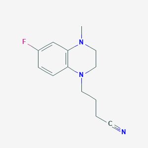 molecular formula C13H16FN3 B7611010 4-(6-Fluoro-4-methyl-2,3-dihydroquinoxalin-1-yl)butanenitrile 